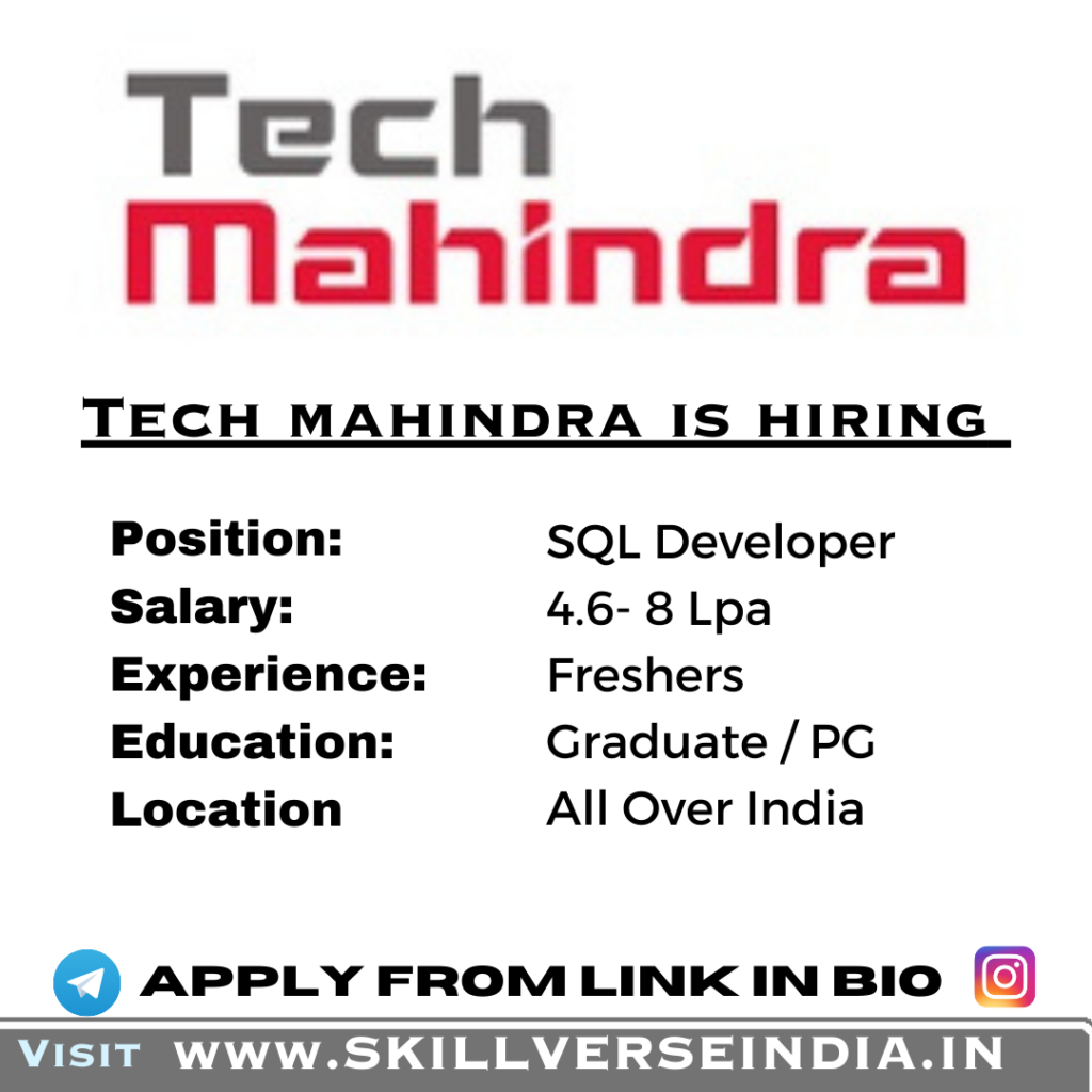 Tech Mahindra SQL Developer Job Opportunity in Pune 2023: Apply Now! 5 Tech Mahindra SQL Developer Job Opportunity in Pune: Apply Now!