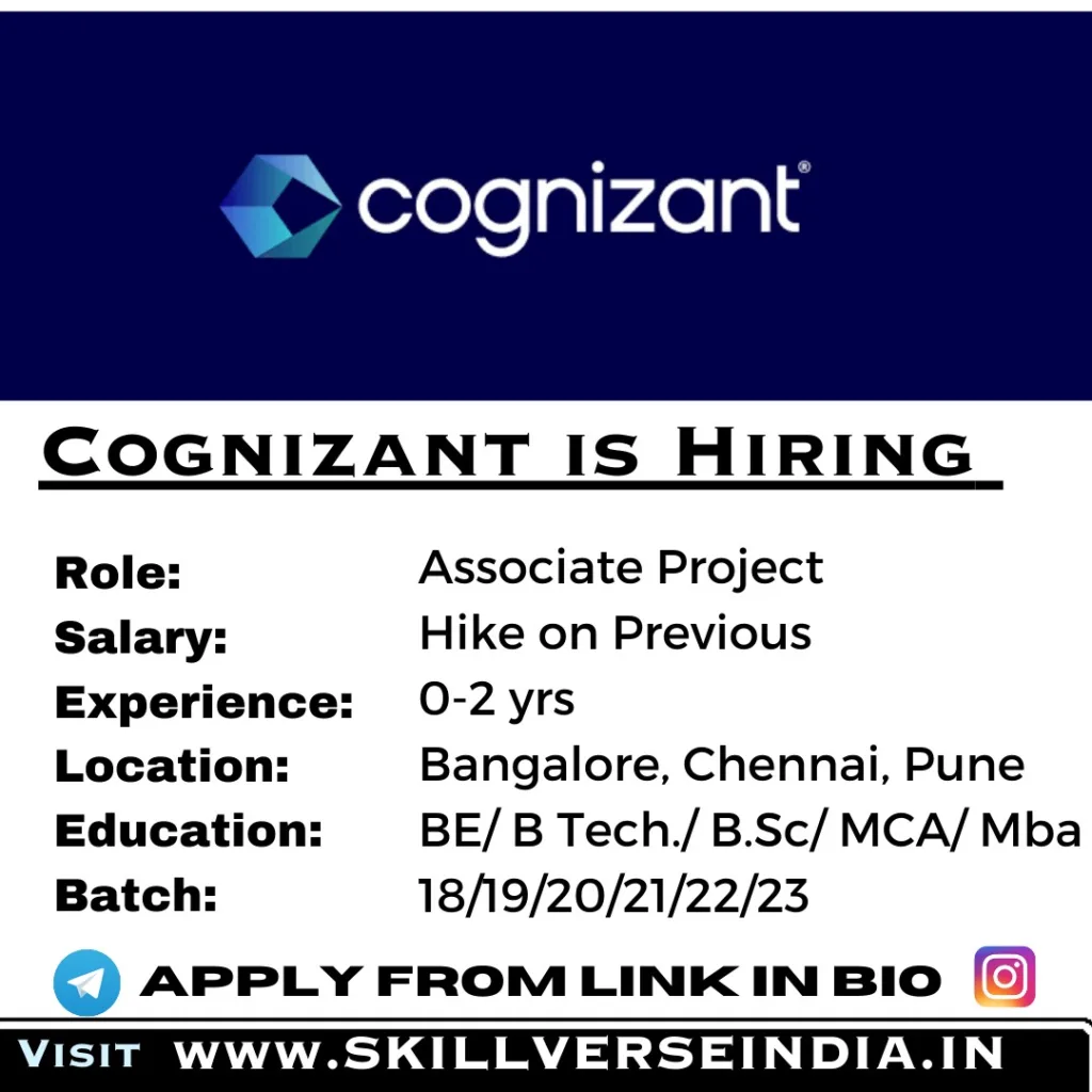 Project Associate Opportunities with Cognizant in Bangalore, Chennai, and Pune, India 1 Cognizant-careers