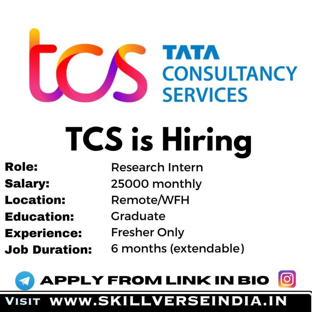 TCS Work From Home Job as Research Intern 2023 1 TCS Research Intern