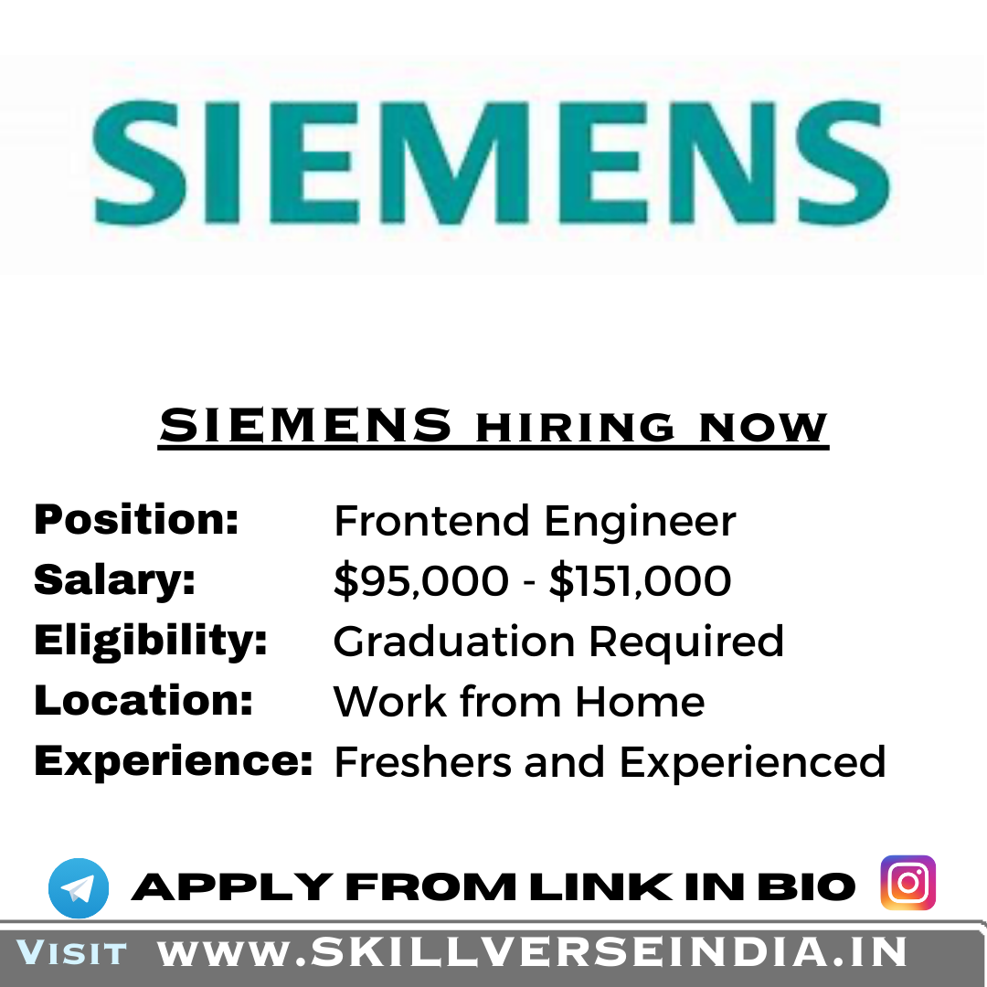 Frontend Software Engineer Careers at Siemens 2024: Apply Now!